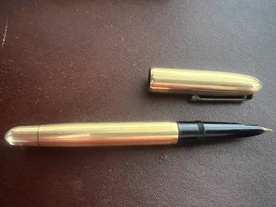 🔴 OMEGA penna stilografica SUPER NOVA placcata pennino ORO 14K scrive vintage