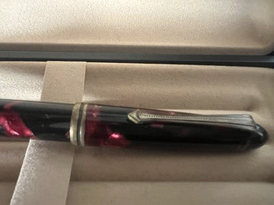 Pen Fountain Pen Marbled Red Marbled Bright A Piston Vintage H