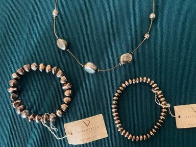 🔴 VESTOPAZZO gioielli bracciali pepite big e rondelle con collana alluminio