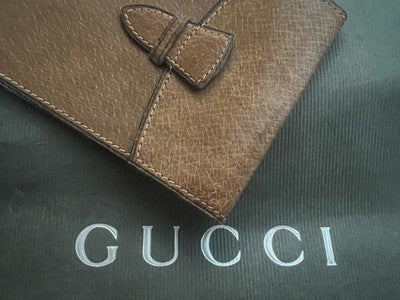 🔴 GUCCI porta documenti pelle marrone brev. N. 64.509 con busta vintage