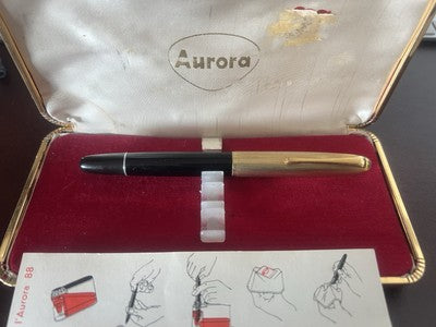 🔴 AURORA penna stilografica 88 pistone pennino ORO scrive vintage 373275
