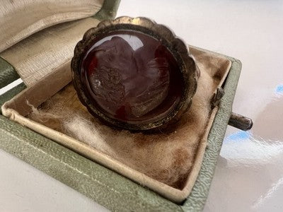 🔴 Ciondolo Sigillo ceralacca GEORGIANO cammeo Lord Byron antico 1790-1825