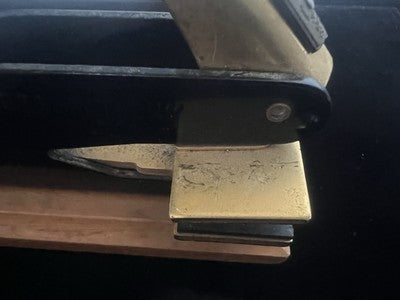 🔴 JUSTRITE precision 2-Sided Wood Brass Sheet Marking Desk Stamp 