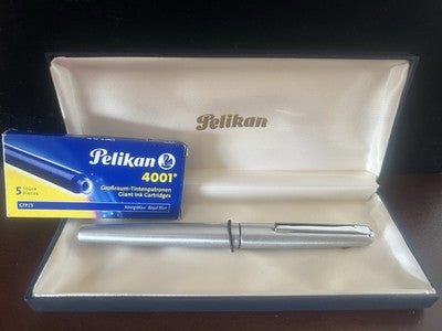 🔴 PELIKAN penna stilografica P479 pennino cromato F a cartuccia scrive vintage