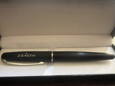 🔴 ZENITH penna sfera nera refill roller con stellina scrive con astuccio NOS