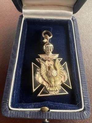 Cruz Masónica Colgante Fob Baño De Oro Orden Fraternal De Águilas Antigua 