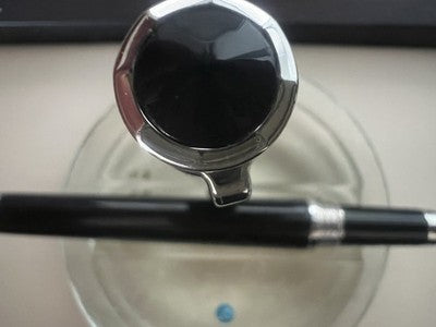 Montegrappa Pen Sphere Word Slim Black Steel Satin Resin Roller NOS