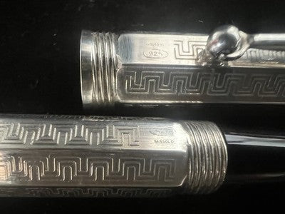 Montegrappa Pen Fountain Pen Silver 925 Reminiscence Greek Pen Gold NOS