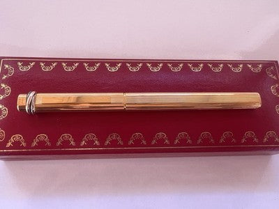 🔴 CARTIER penna a sfera Les Must de Cartier placcata oro godronné Paris NOS