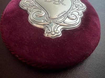 Ex Voto Cœur Laminé Argent 15 X 11 Grâce Reçue Velours Rouge Vintage 
