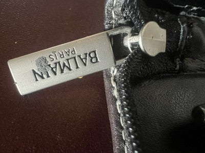 Balmain Set Stylo-Plume Sphère Et Roller Cuir Finis Main Marron Chrome Vintage