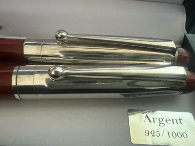 Stylo-Plume Stylo à Plume Argent 925 Et Bois Sphère Avec Cartouches Scrivino 