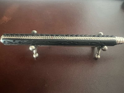🔴 Penna sfera ARGENTO 800 legno intagliato a mano artigianale rara vintage