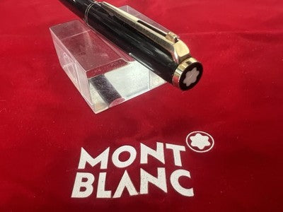 🔴 MONTBLANC penna sfera 281 nera profili dorati clip grilletto con refill nuovo