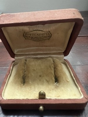 🔴 Moiré fabric earring box with antique clasp from 1920 