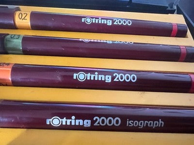 🔴 ROTRING penne Rapidograph da disegno tecnico inchiostro astuccio vintage B