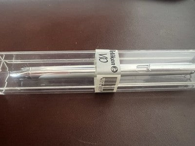 🔴 PELIKAN penna sfera V10 a scatto scrive finitura argento vintage astuccio NOS