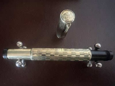 ZENITH EXTRA Stylo Rétro Rétractable Plaqué Or 18K Échiquier Vintage '40