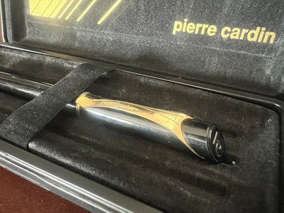 🔴 PIERRE CARDIN penna stilografica nera pennino laminato oro con astuccio NOS