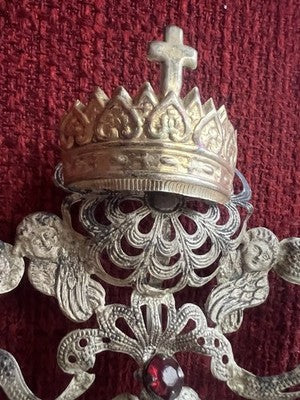 Ex Voto Corazón PLATA 800 Cm32 Altura 48 Diseño Barroco Italia Vintage RARO