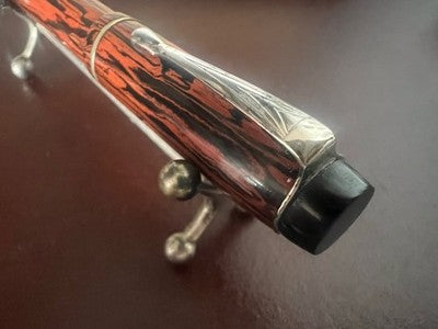 Wilmas Stift Füllfederhalter Zelluloid Gebändert Hebel Schreibt Vintage 1930