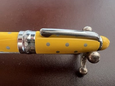 🔴 CAMPO MARZIO mini fountain pen for diary yellow lacquer polka dots writes 