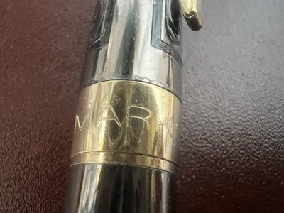 🔴 MARKSMAN penna stilografica metallo cesellato canna di fucile vintage