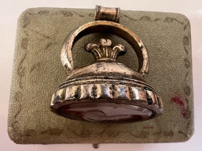 🔴 Ciondolo Sigillo ceralacca GEORGIANO cammeo Lord Byron antico 1790-1825