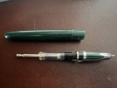 Stift Füllfederhalter Grün Mechanismus A Kolben Schreibt Vintage 1950 C