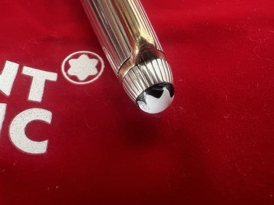 🔴 MONTBLANC Meisterstück Solitaire 164 Ballpoint Pen Solid Silver 925 SUPER 