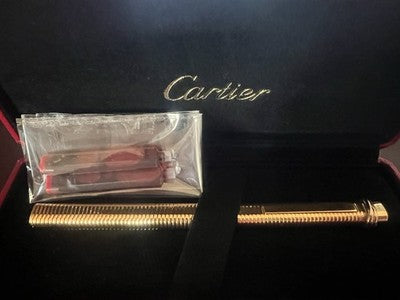 Cartier Pen Fountain Pen Vendome Trinity Godron (M) Plated Gold Cartridges