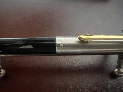 🔴 PARKER penna sfera 45 Custom Flighter De Luxe cabochon nero vintage Made UK