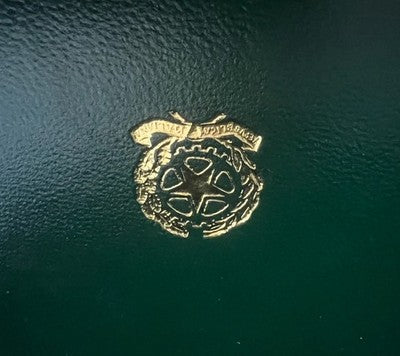 Red Medal Box Honorary Decorations Vintage Green Leather Shaped Interior