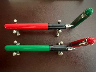 🔴 WALKER penne stilografiche verde rossa a cartuccia scrivono astuccio vintage