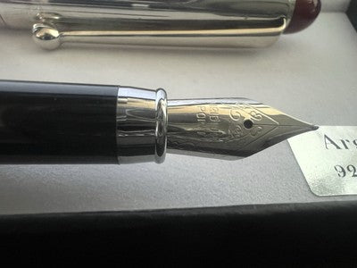Stylo-Plume Stylo à Plume Argent 925 Et Bois Sphère Avec Cartouches Scrivino 