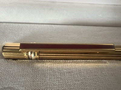 CARTIER Kugelschreiber Trilogy Vendome, vergoldeter roter Lackclip 