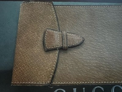 🔴 GUCCI porta documenti pelle marrone brev. N. 64.509 con busta vintage