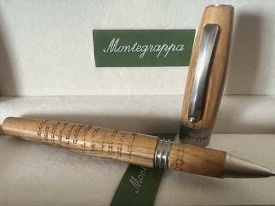 🔴 MONTEGRAPPA penna sfera Pace legno ulivo incisioni Ebraiche Edizione Limitata