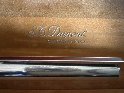 🔴 DUPONT penna stilografica ARGENTO MASSICCIO 925 pennino ORO 18 KT clip lacca