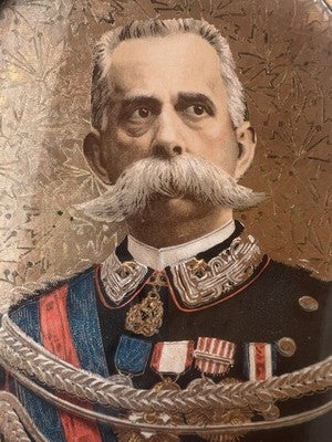 Painting Lithograph Print Umberto I Savoia Re Italy Vintage Frame 1880