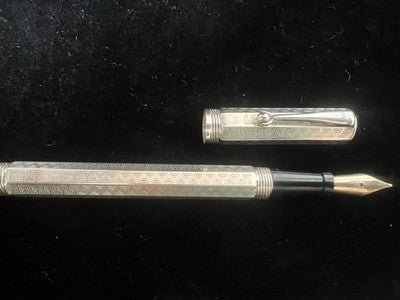 Montegrappa Pen Fountain Pen Silver 925 Reminiscence Greek Pen Gold NOS
