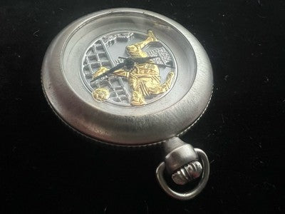 🔴 Orologio tasca uomo CALCIO calciatore cromato quarzo funziona vintage