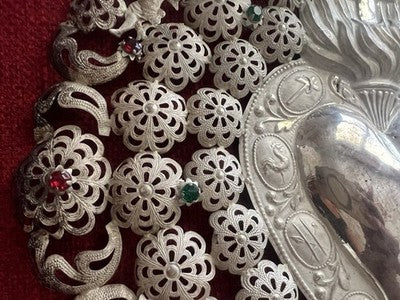 Ex Vote Coeur Argent 800 Cm32 Hauteur 48 Design Barock Italien Vintage Selten 
