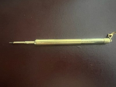 🔴 Matita meccanica retrattile laminata oro 18 k ciondolo chatelaine antica B
