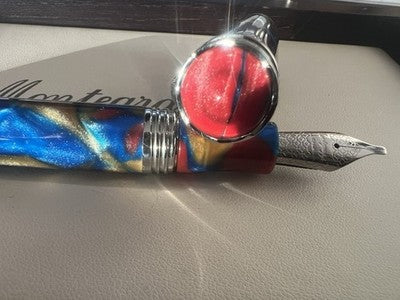 🔴 MONTEGRAPPA stilografica Ducale Murano resina iridescente pennino 1.5 Stub