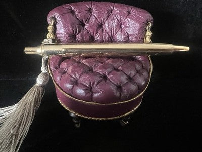 🔴 EPOCA penna sfera dorata mini con fiocco ornamentale scrive vintage