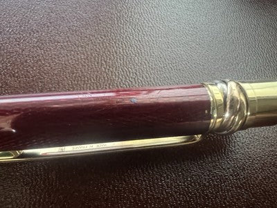 🔴 CARTIER penna sfera Trinity Vendome bordeaux placcata oro scrive con astuccio
