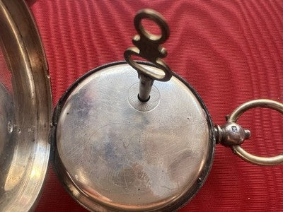 Montre Poche Argent 925 A Cane 3 Charnières Antique Londres 1870 Fonctionne
