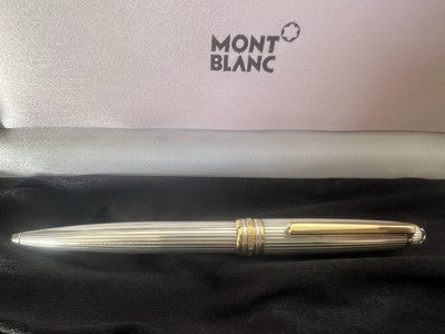 🔴 MONTBLANC Meisterstück Solitaire 164 Ballpoint Pen Solid Silver 925 SUPER 