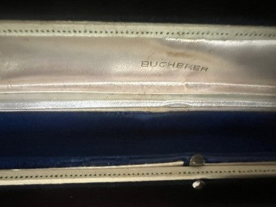 Bucherer Boîtier Boîte Montre Extérieur Bleu Avec Profil Ceinture Beige Rétro